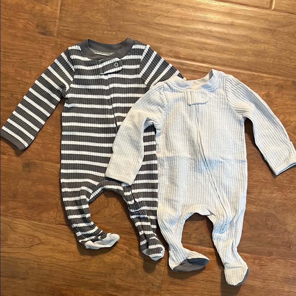Cloud Island Striped and Solid Gray Kids One Pieces